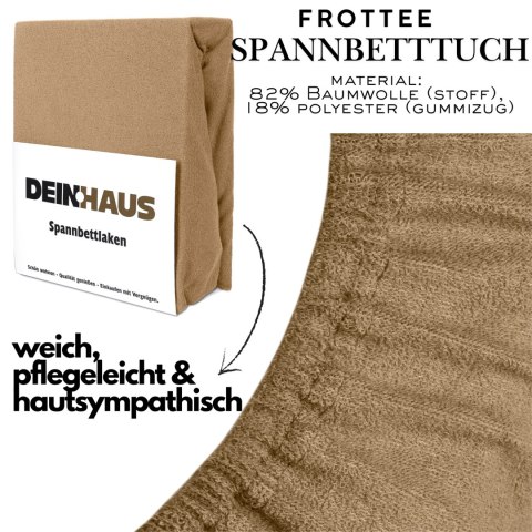 Vypasované froté prostěradlo Dunkelbeige 90x200 cm