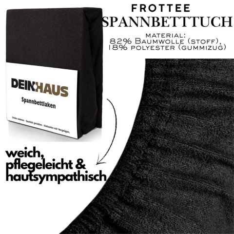 Vypasované froté prostěradlo Schwarz 100x200 cm